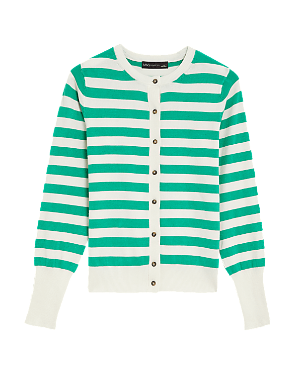 Striped Crew Neck Cardigan