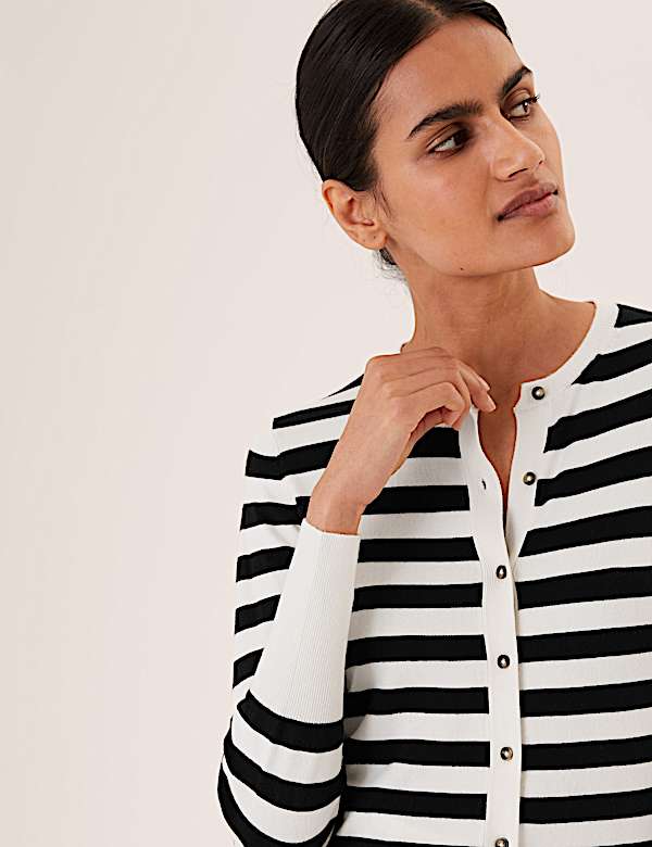 Striped Crew Neck Cardigan