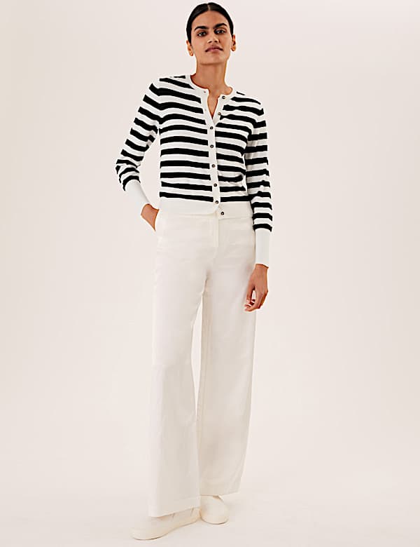 Striped Crew Neck Cardigan
