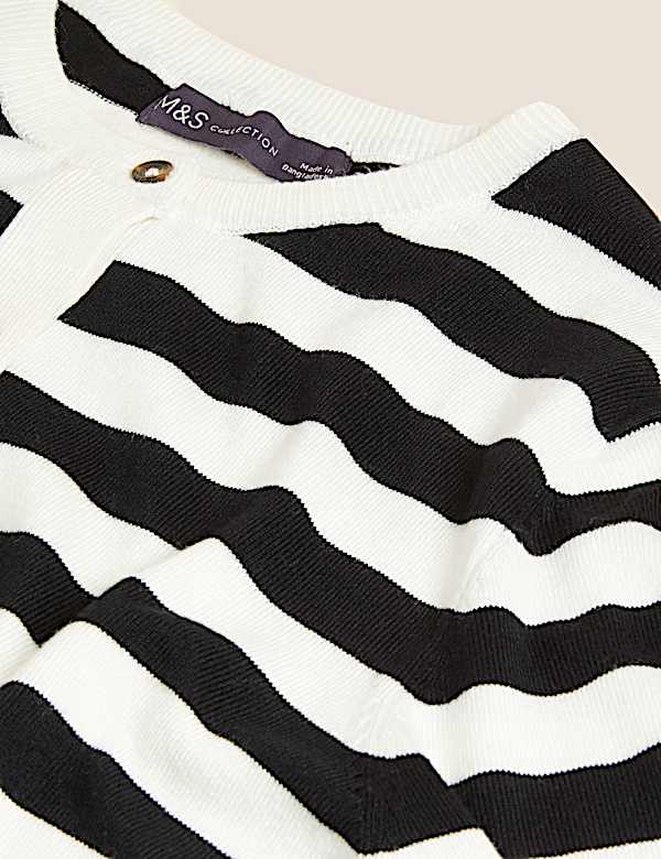 Striped Crew Neck Cardigan