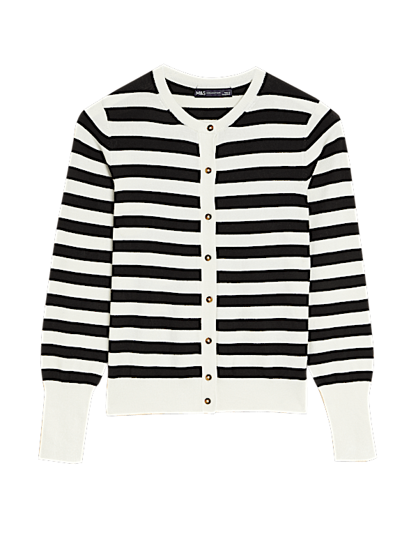 Striped Crew Neck Cardigan