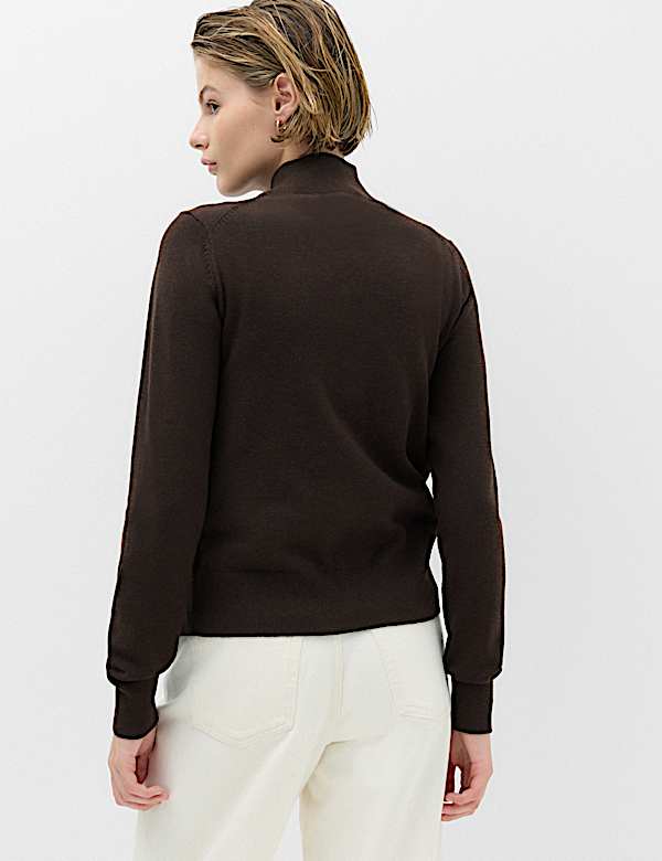 Funnel Neck Slim Fit Cardigan with Wool - GR