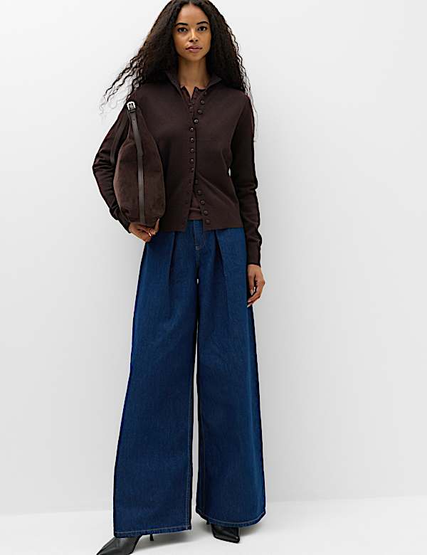 Funnel Neck Slim Fit Cardigan with Wool - GR