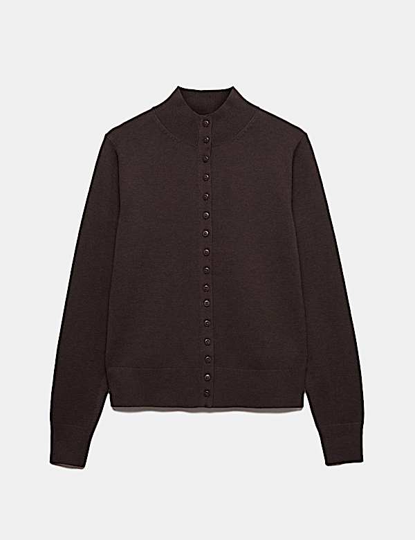 Funnel Neck Slim Fit Cardigan with Wool - GR
