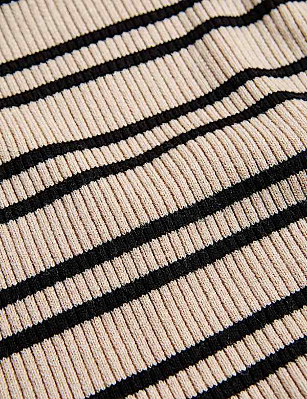 Striped Crew Neck Slim Fit Knitted Top