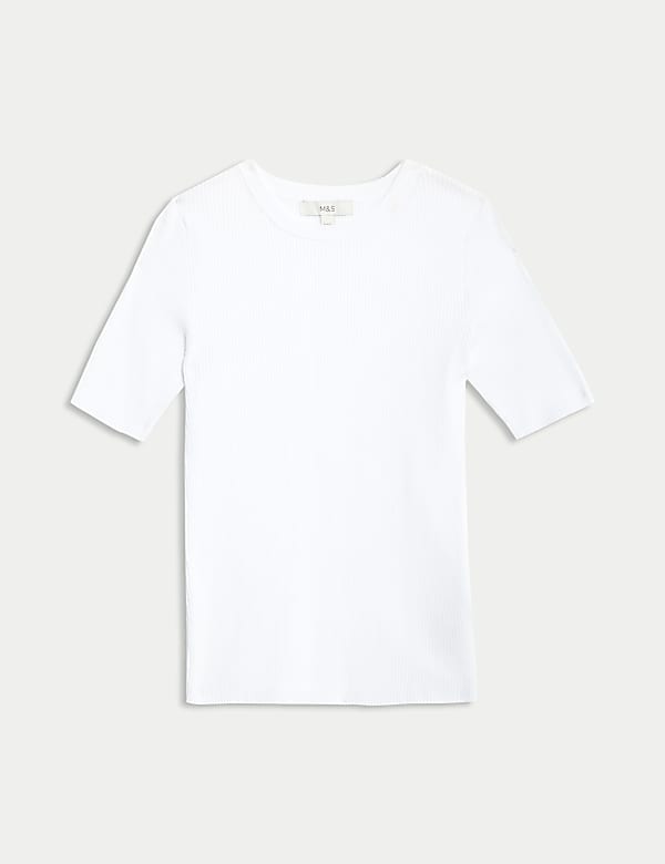 Ribbed Crew Neck Knitted Top - VN