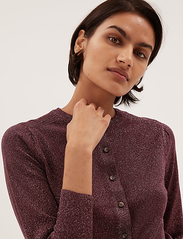 Sparkly Crew Neck Button Through Cardigan