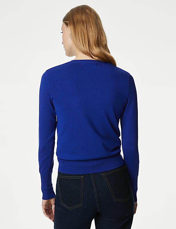 Crew Neck Button Front Cardigan