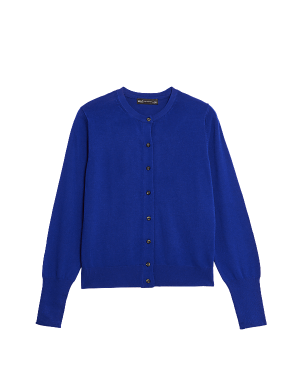 Crew Neck Button Front Cardigan