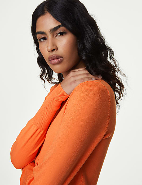 Crew Neck Button Front Cardigan