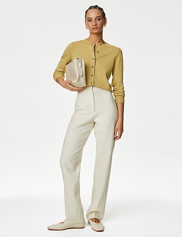 Crew Neck Button Front Cardigan - PT