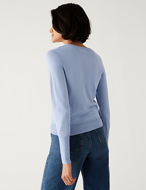 Crew Neck Button Front Cardigan