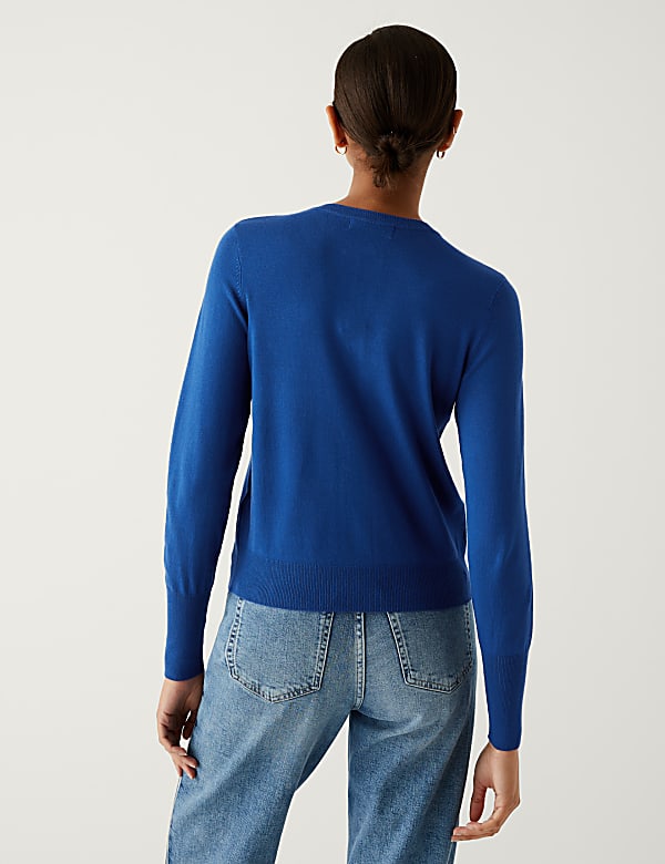 Crew Neck Button Front Cardigan