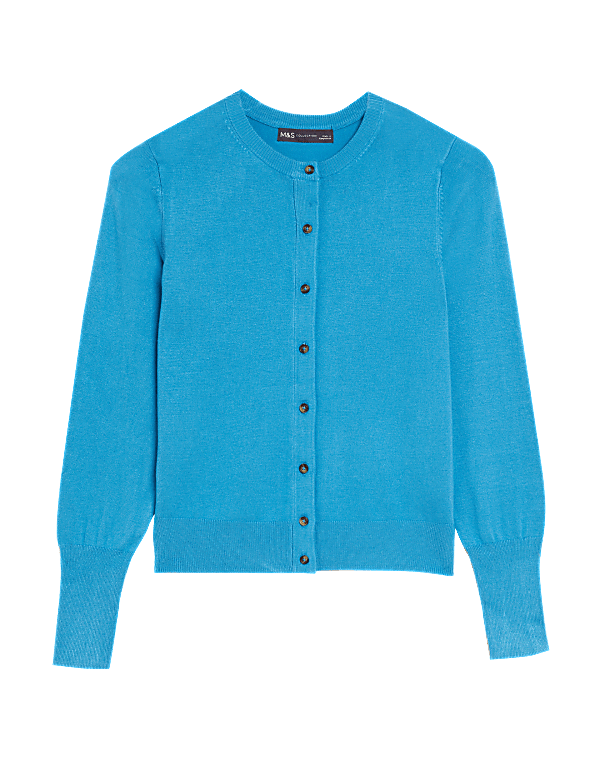Crew Neck Button Front Cardigan