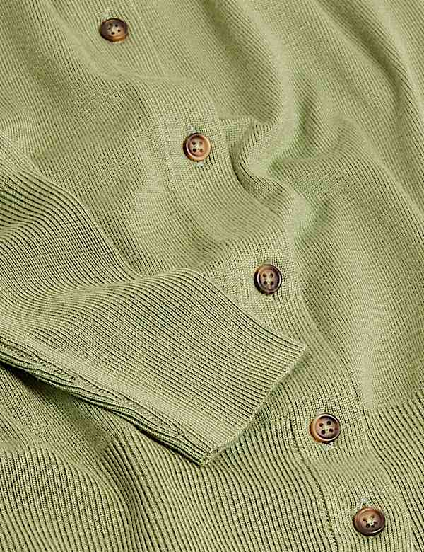 Crew Neck Button Front Cardigan