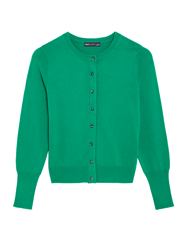 Crew Neck Button Front Cardigan