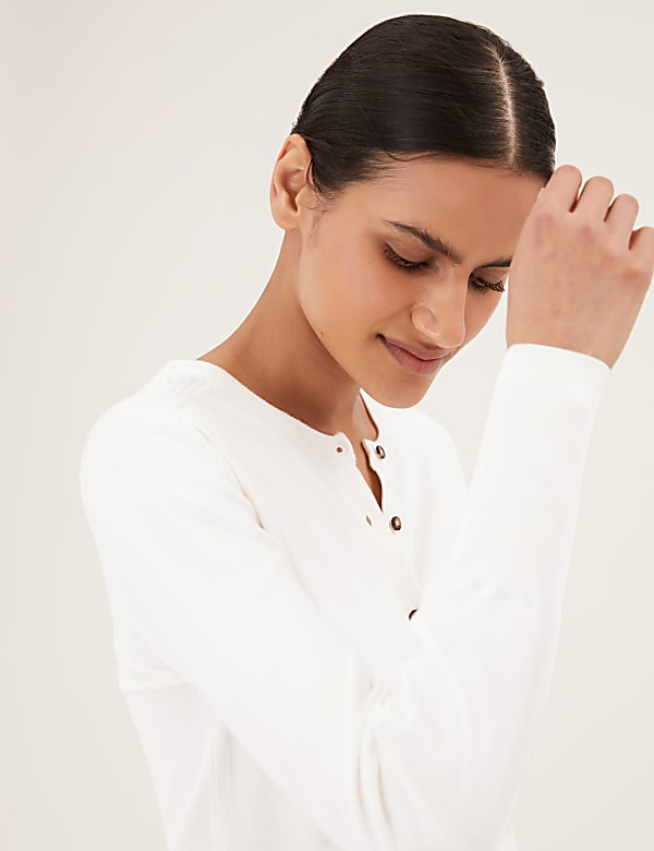 Crew Neck Button Front Cardigan