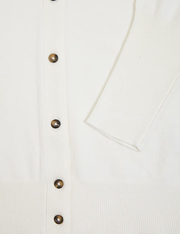 Crew Neck Button Front Cardigan