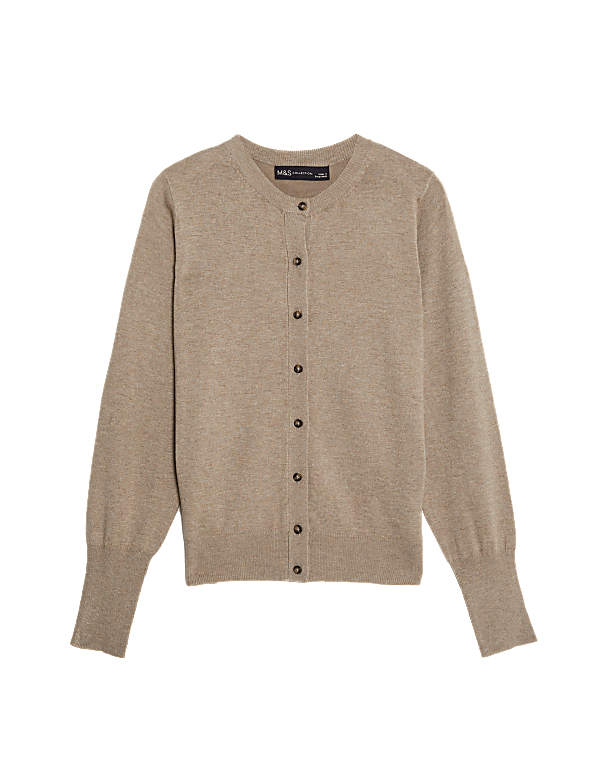 Crew Neck Button Front Cardigan
