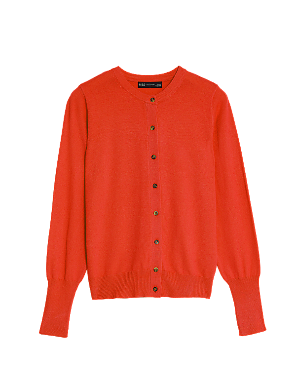 Crew Neck Button Front Cardigan