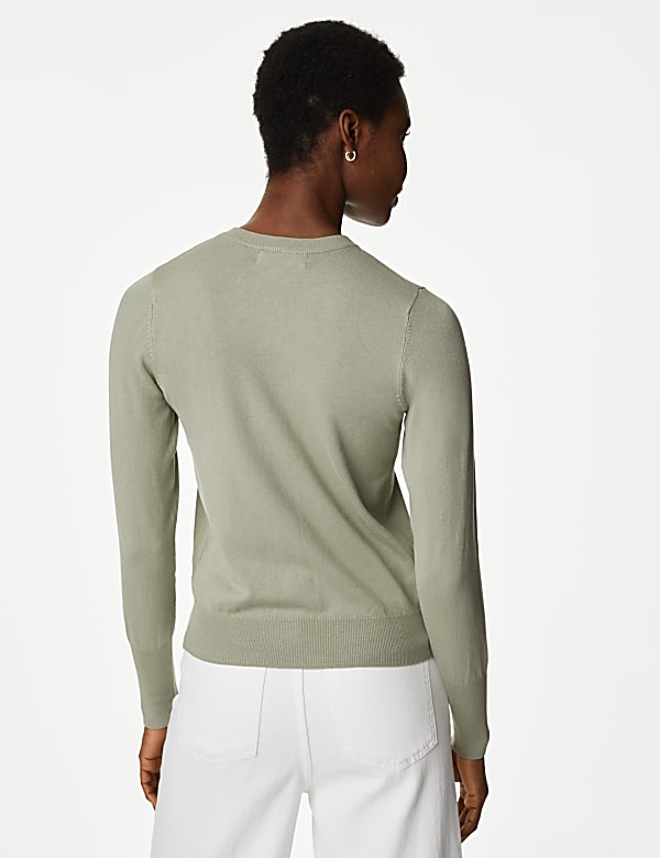 Crew Neck Button Front Cardigan