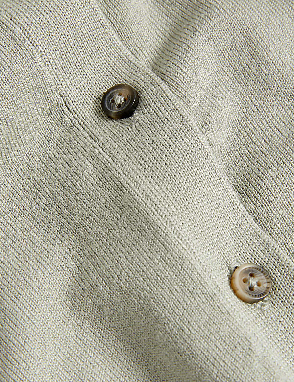 Crew Neck Button Front Cardigan