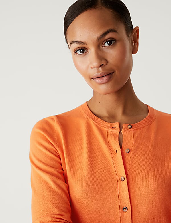 Crew Neck Button Front Cardigan