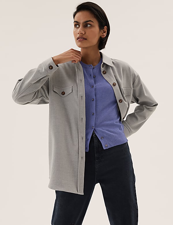 Crew Neck Button Front Cardigan