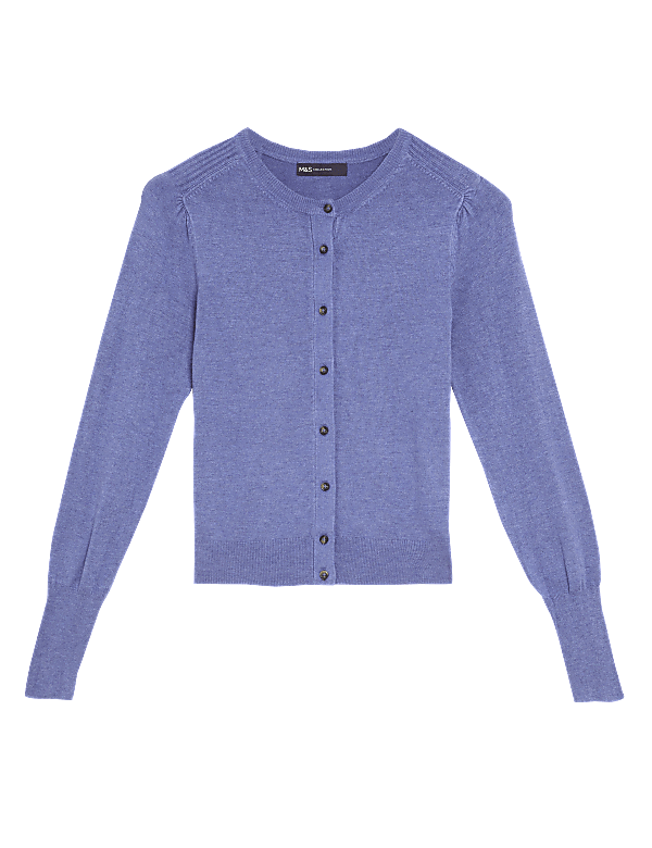 Crew Neck Button Front Cardigan