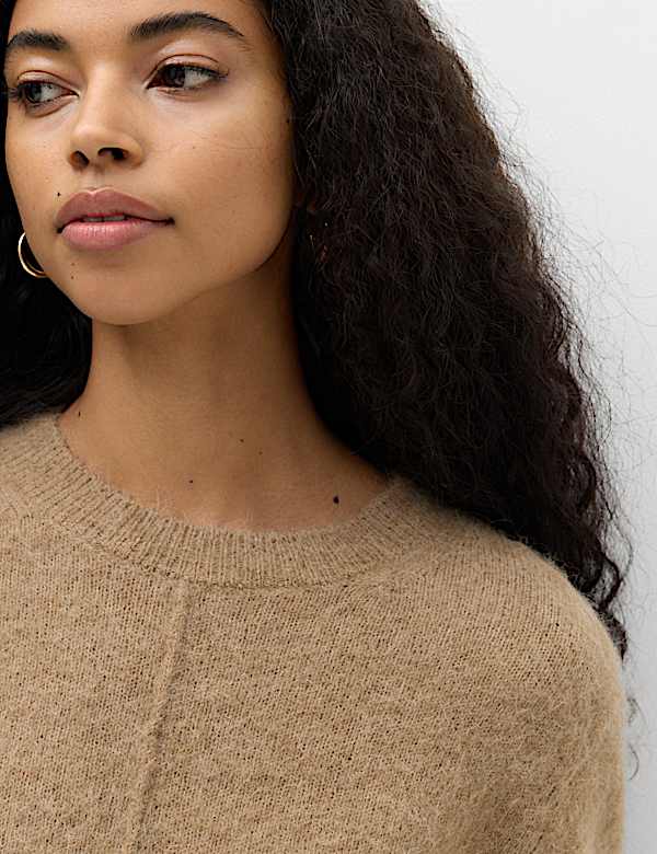 Wool Alpaca Blend Relaxed Knitted Top - AT