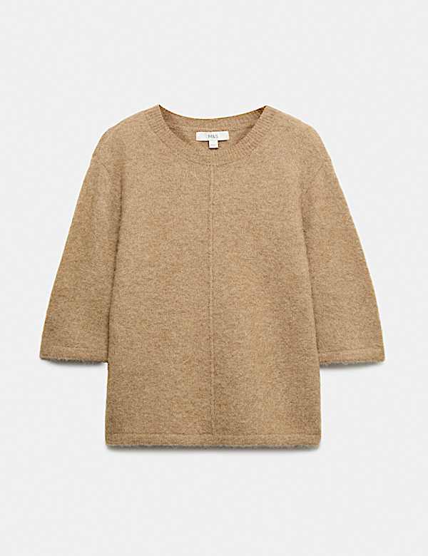 Wool Alpaca Blend Relaxed Knitted Top - AT