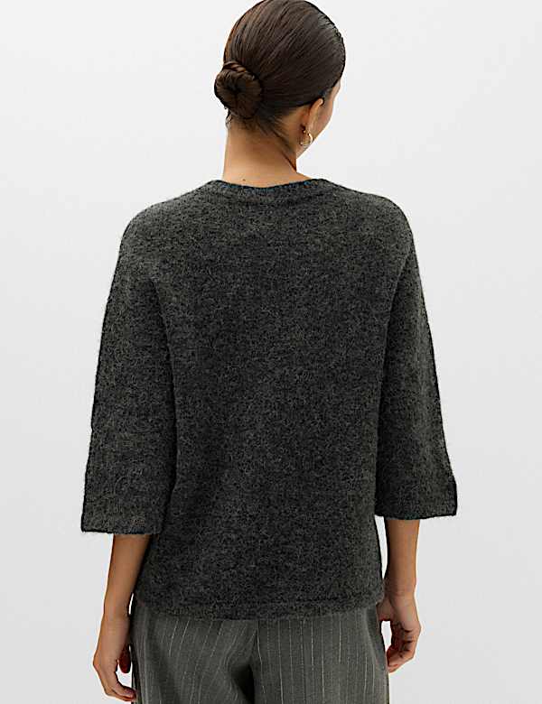 Wool Alpaca Blend Relaxed Knitted Top - NZ