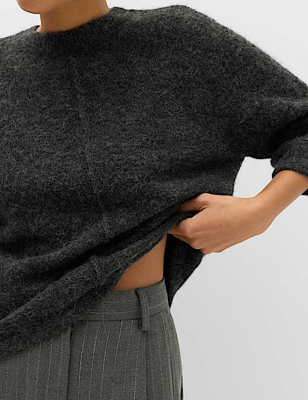 Wool Alpaca Blend Relaxed Knitted Top - NZ