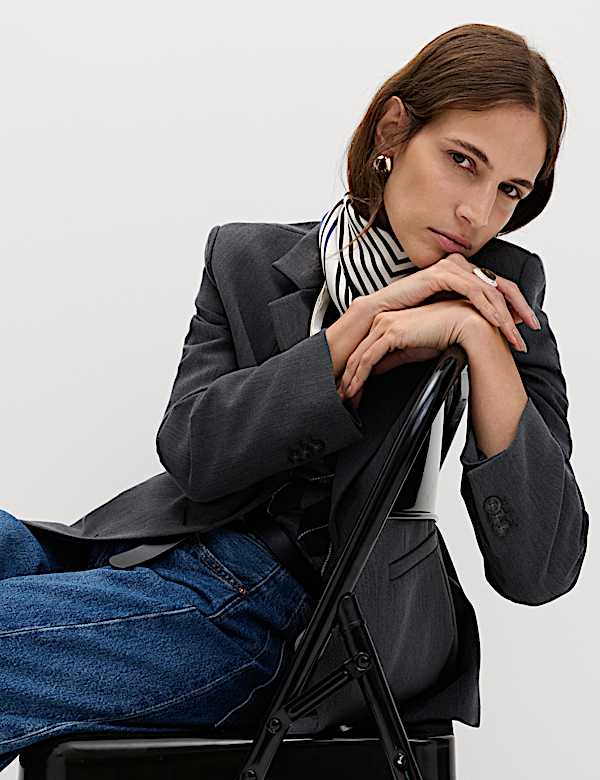 Top en maille coupe slim &agrave; col rond et motif &eacute;cossais - LU