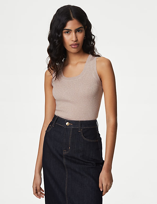 Sparkly Crew Neck Knitted Vest