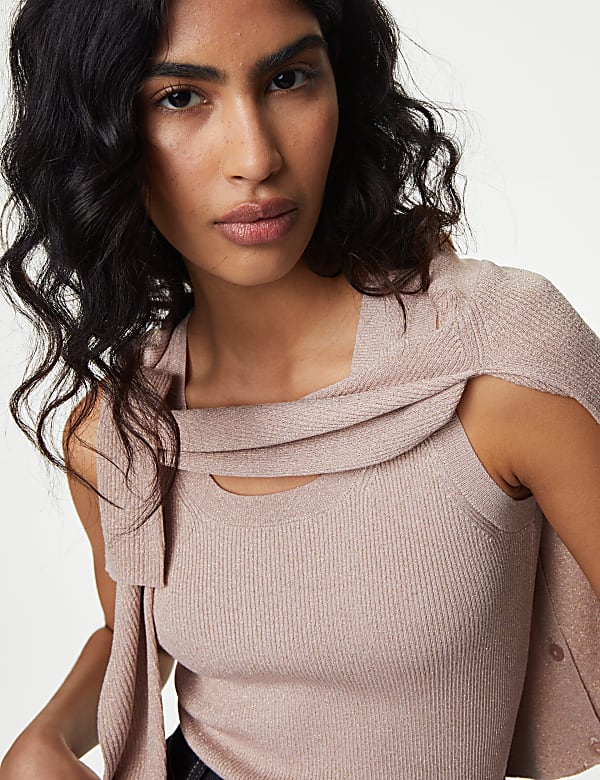 Sparkly Crew Neck Knitted Vest