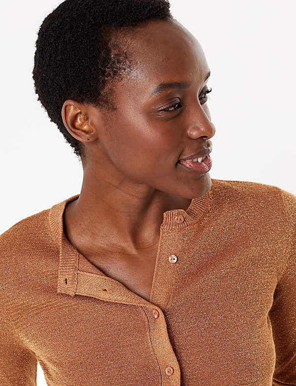 Glitter Round Neck Cardigan