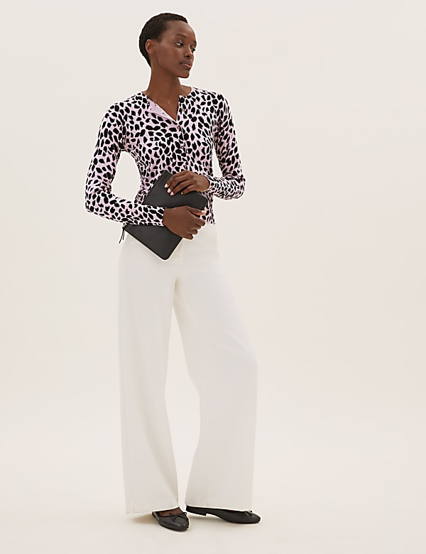 Animal Print Crew Neck Cardigan