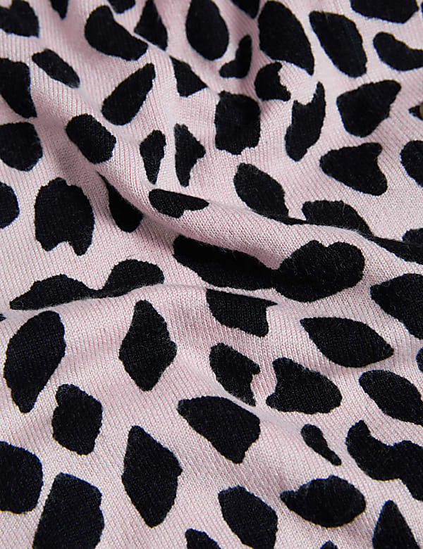 Animal Print Crew Neck Cardigan