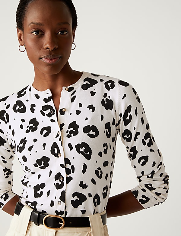 Buy Animal Print Button Through Cardigan at Marks Spencer