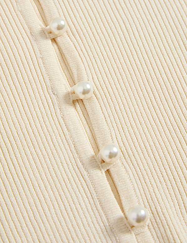Ribbed V-Neck Button Front Cardigan