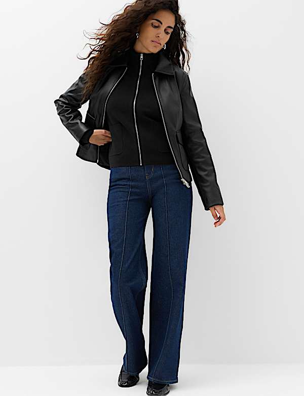 Rayon Rich Funnel Neck Zip Up Pocket Detail Knitted Jacket - RS