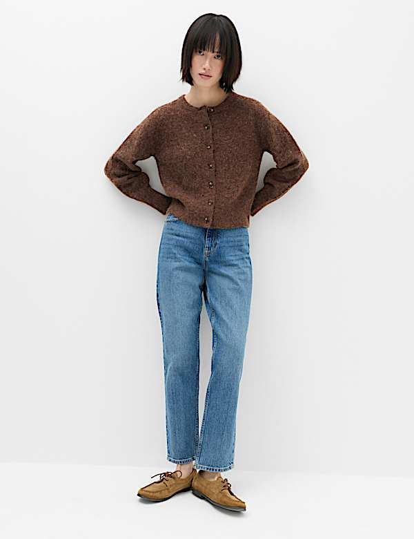 Alpaca Blend Crew Neck Cardigan - BN