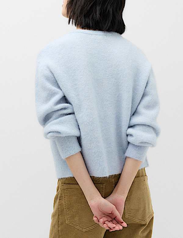 Alpaca Blend Crew Neck Cardigan - EE