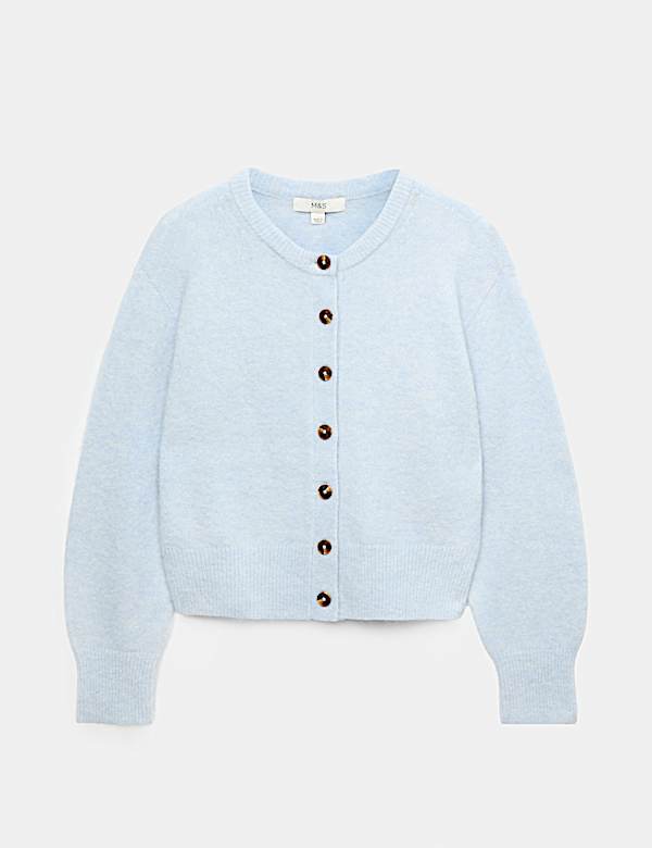 Alpaca Blend Crew Neck Cardigan - EE