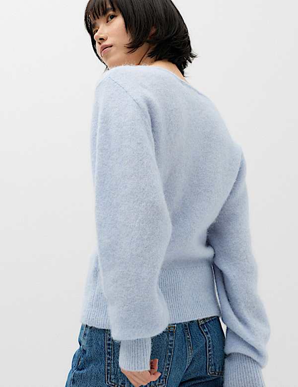 Alpaca Blend Slash Neck Slim Fit Jumper - BG