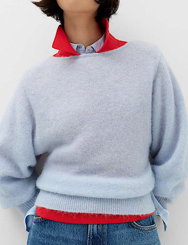 Alpaca Blend Slash Neck Slim Fit Jumper - BG