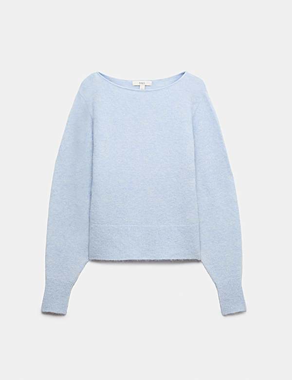 Alpaca Blend Slash Neck Slim Fit Jumper - BG