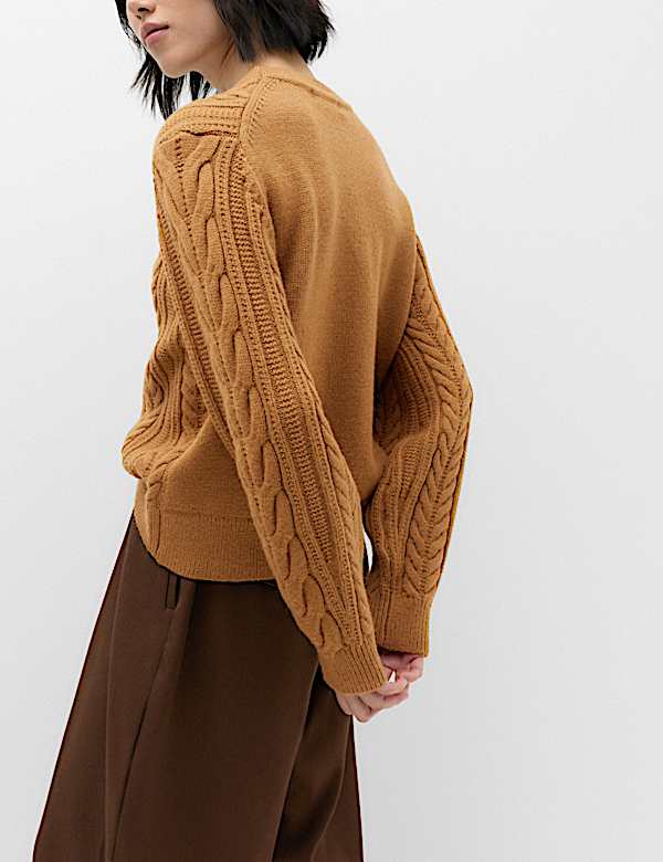 Wool Blend Cable Knit Jumper - CA