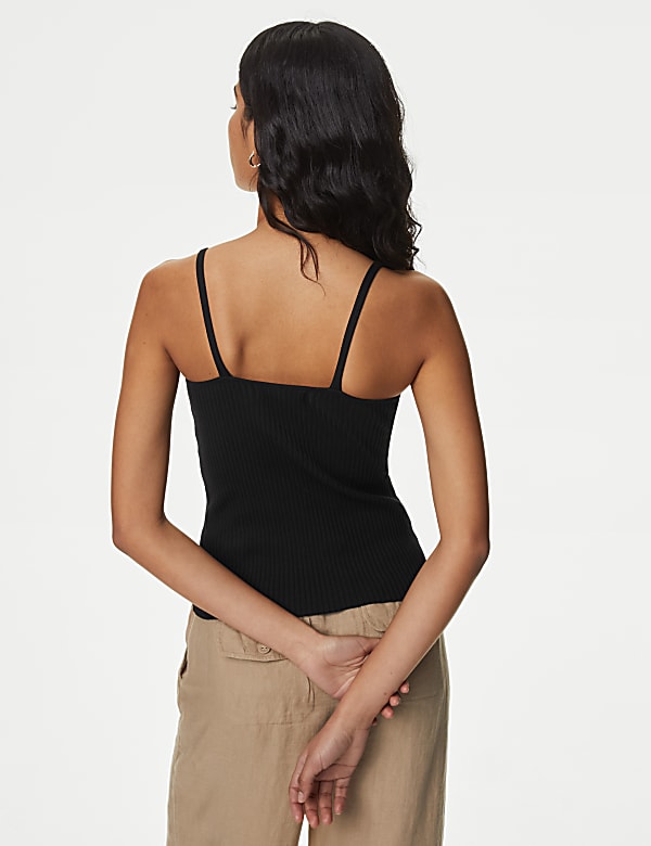 Ribbed V-Neck Knitted Vest